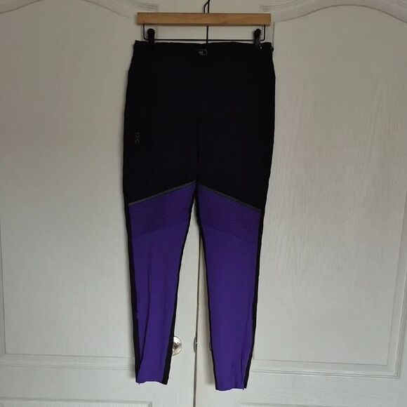 On Running Pants - On Running Women's Black & Purple Tights Long